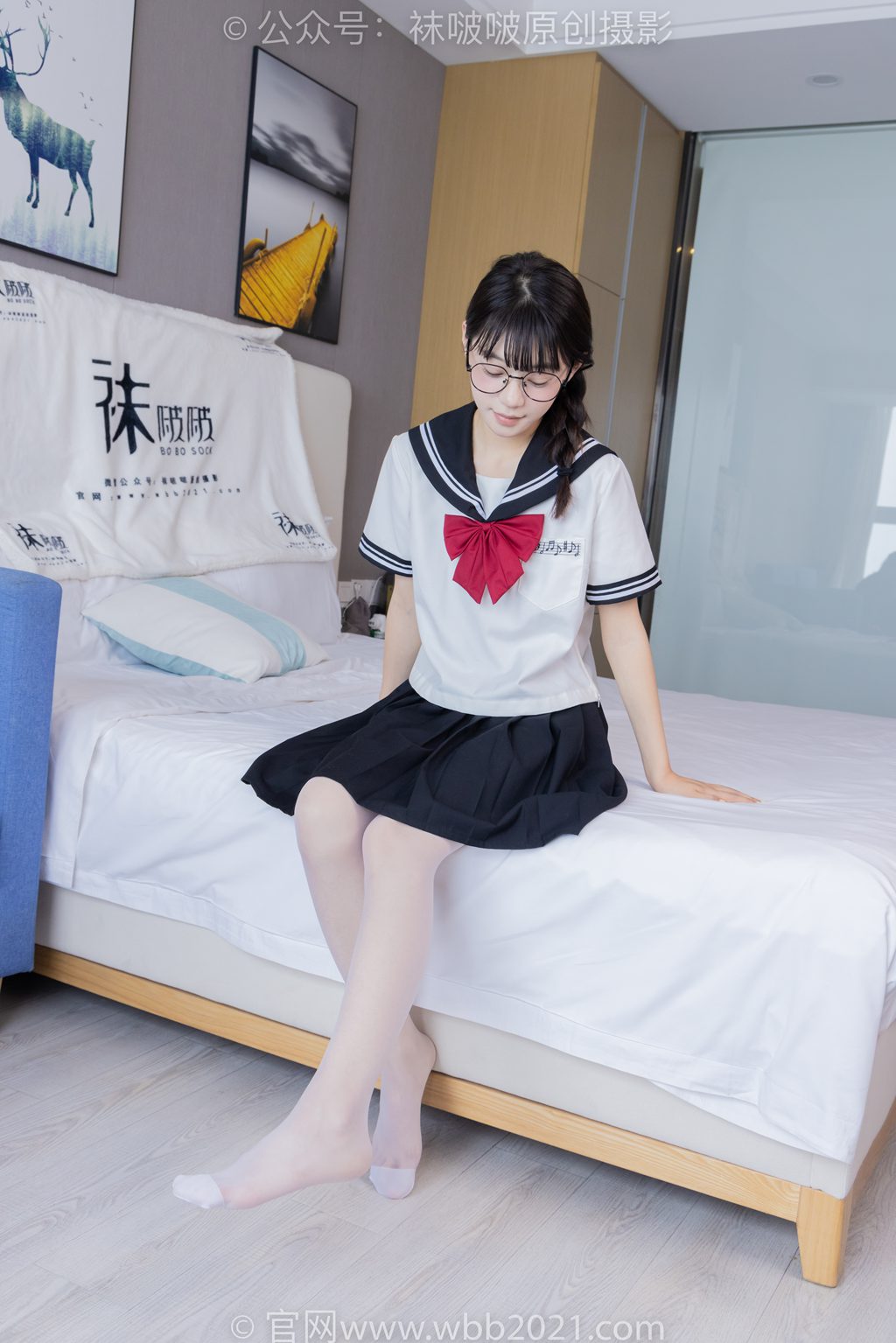 [BoBoSocks袜啵啵] NO.548 糯米-运动鞋、堆堆袜套、薄白丝（脚尖加固款）jk制服（花絮版）