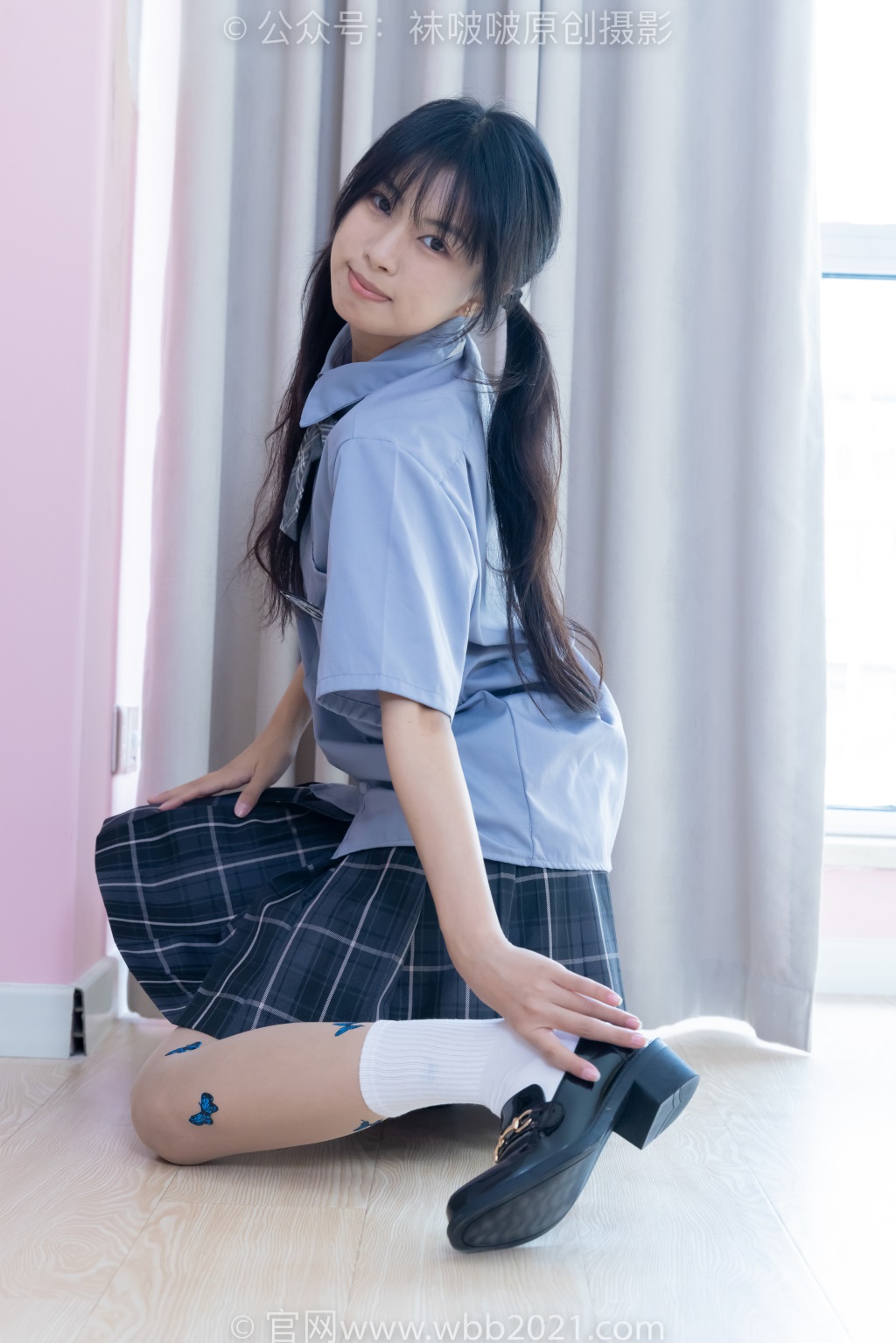 [BoBoSocks袜啵啵] NO.508 奶油-皮鞋、白棉袜、蝴蝶薄肉丝（脚尖微加固款）、jk制服（花絮版）